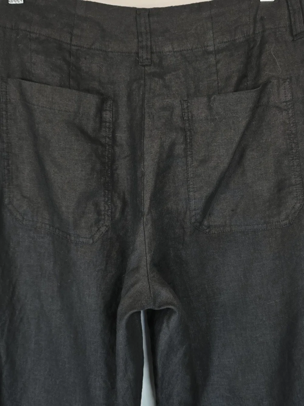 Quince Womens Black 100% Linen Pants Sz 10 Patch Pocket Wide Leg Trouser Relaxed